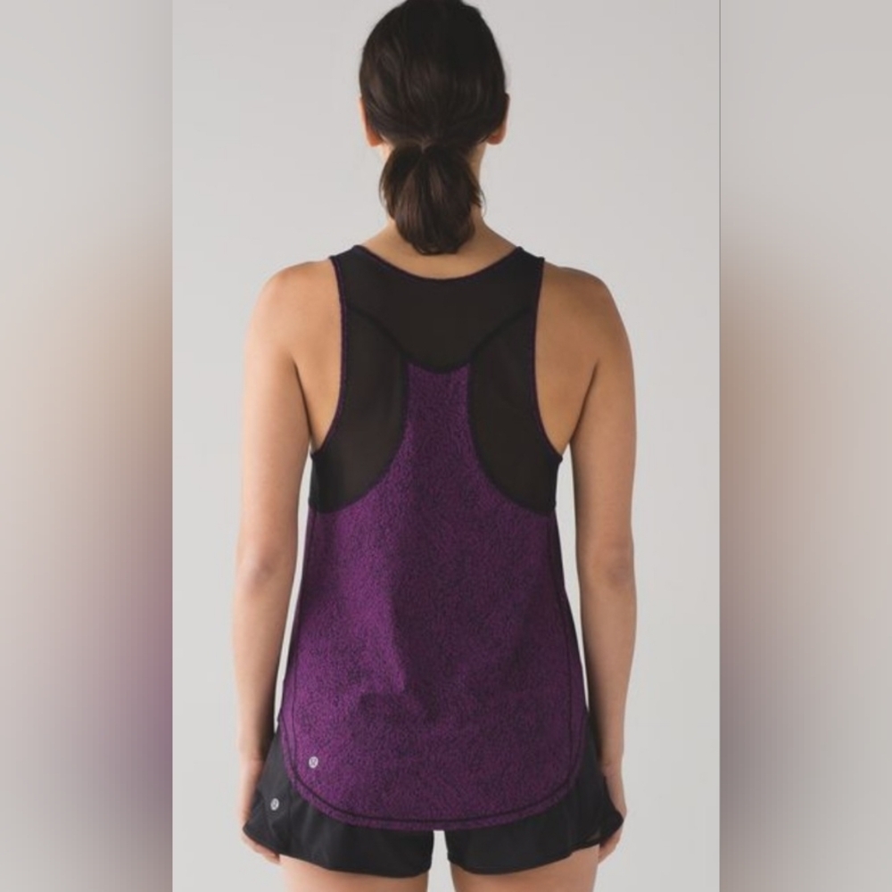 Lululemon Sculpt Tank II Aurora Loose Purole Mesh Back Cut-Out Shirt  Size 4